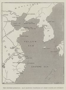 La cuestión china, mapa que muestra las posiciones de los puntos de interés principales
